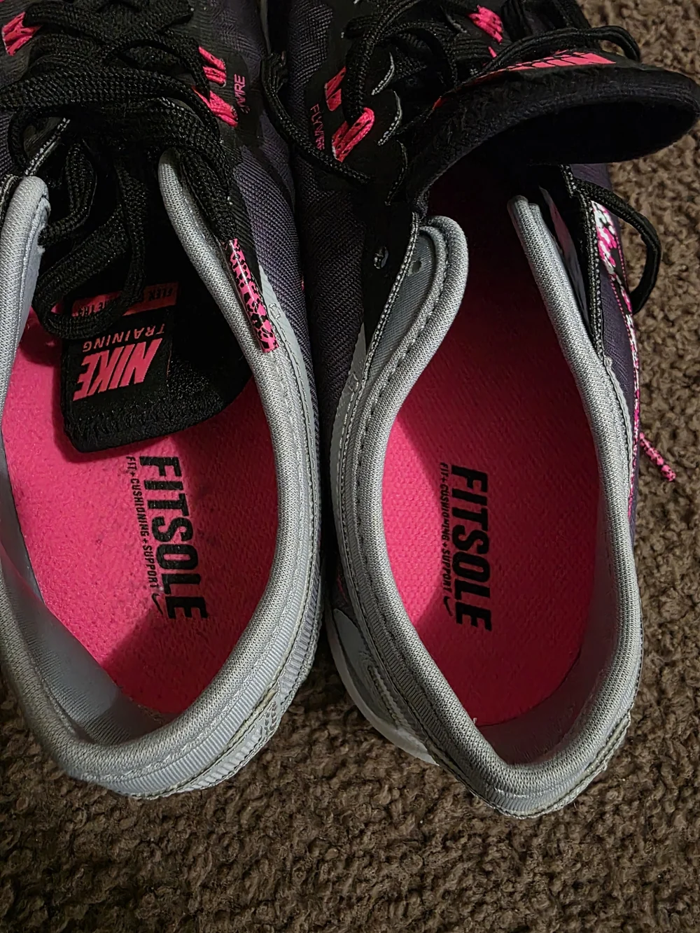 Nike Women’s Black & Pink Running Shoes with Patterned Swoosh